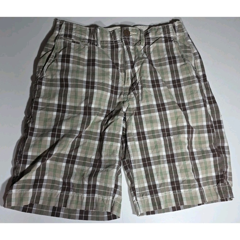 American Eagle Shorts Mens 30 Madras Plaid Patchwork Chino Flat Front Cotton Y2K